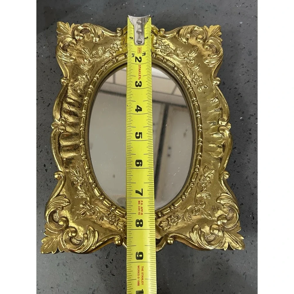 Vintage Gold Ornate Scroll Gold Wall Mirror Rectangle Plastic 9